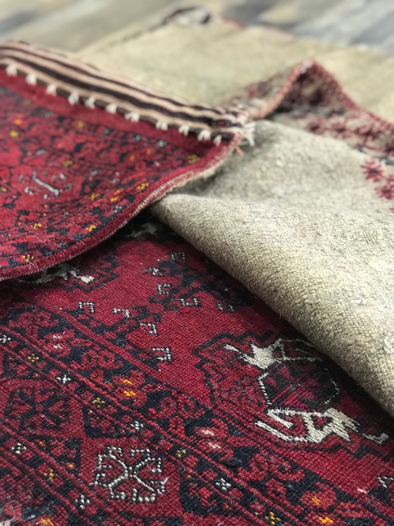 one of a kind vintage area rug antique turkmen saddle bag rug online affordable