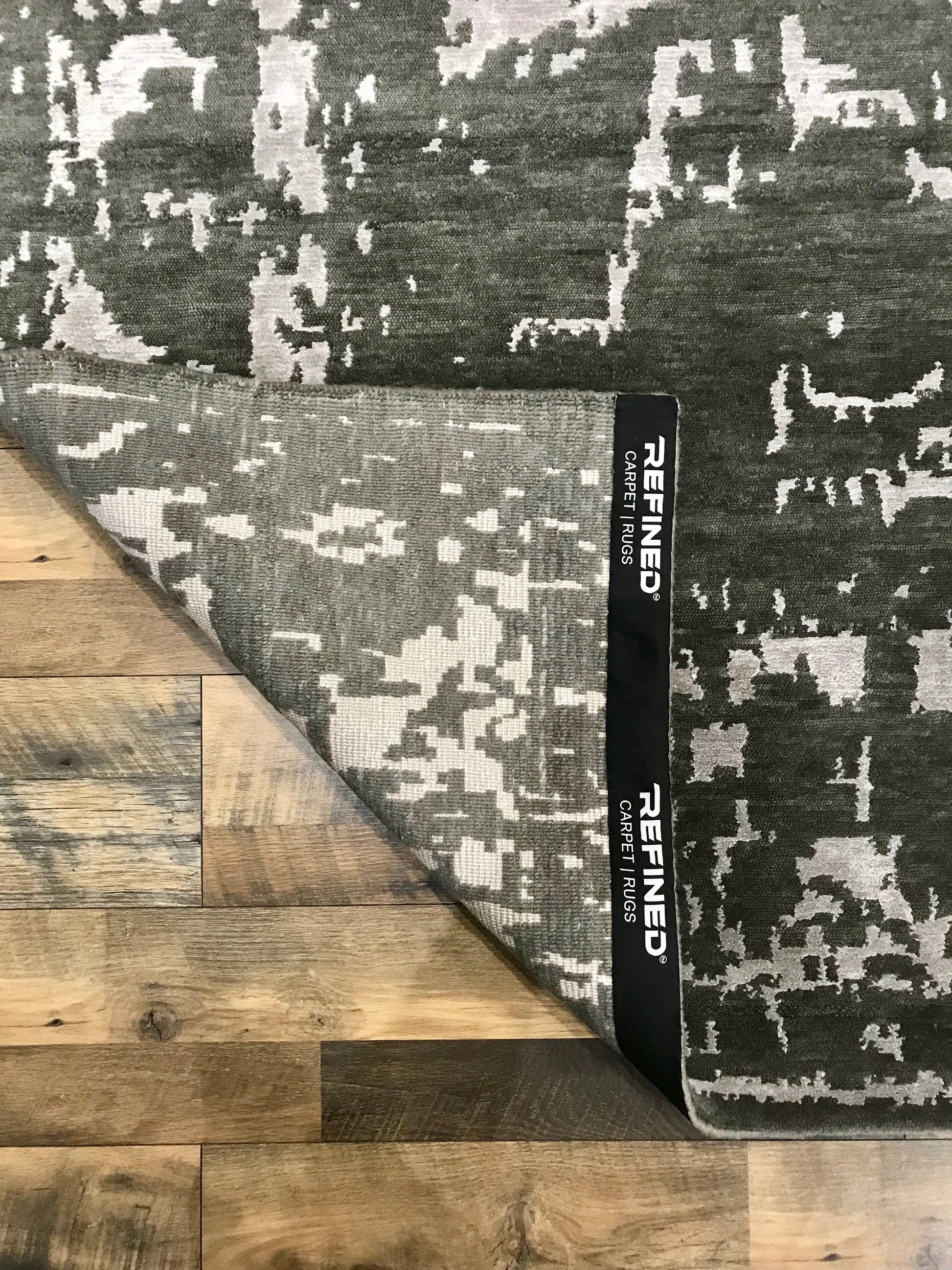 Elegance Collection (EL-2) Moss charcoal transitional area rug arte restoration hardware