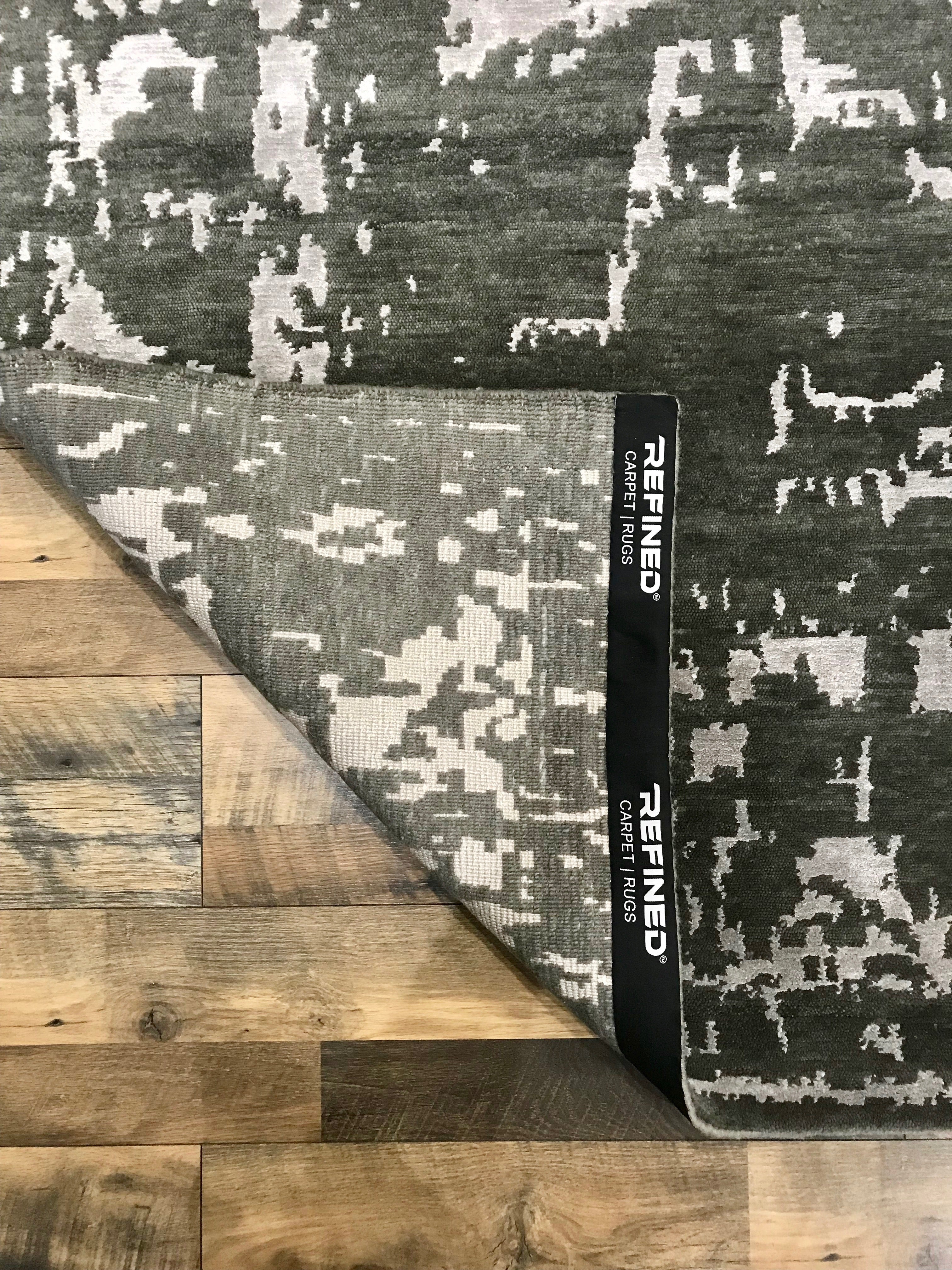Elegance Collection (EL-2) Moss charcoal transitional area rug arte restoration hardware