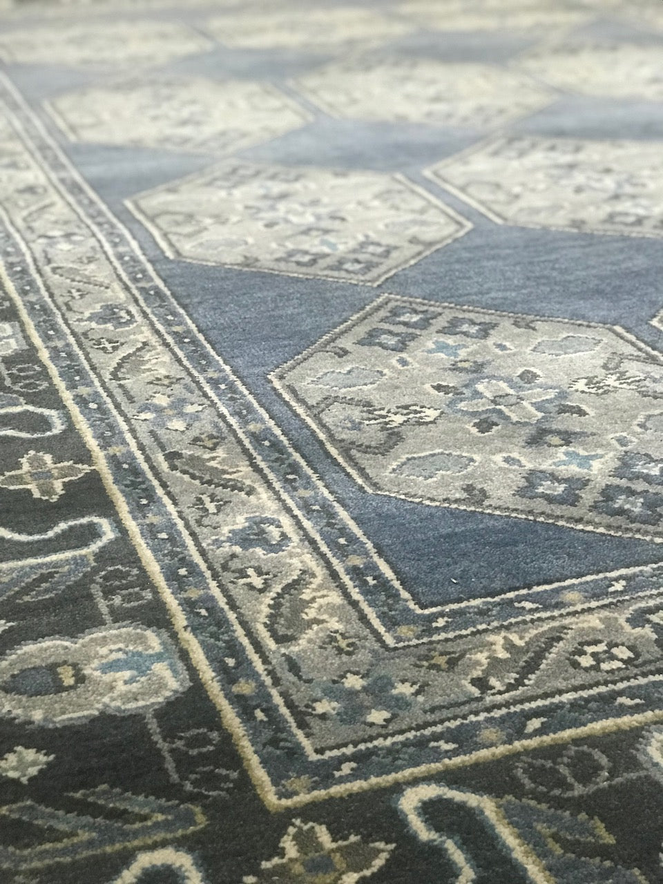 hand-knotted ustad area rug feizy blue and gray traditional area rug