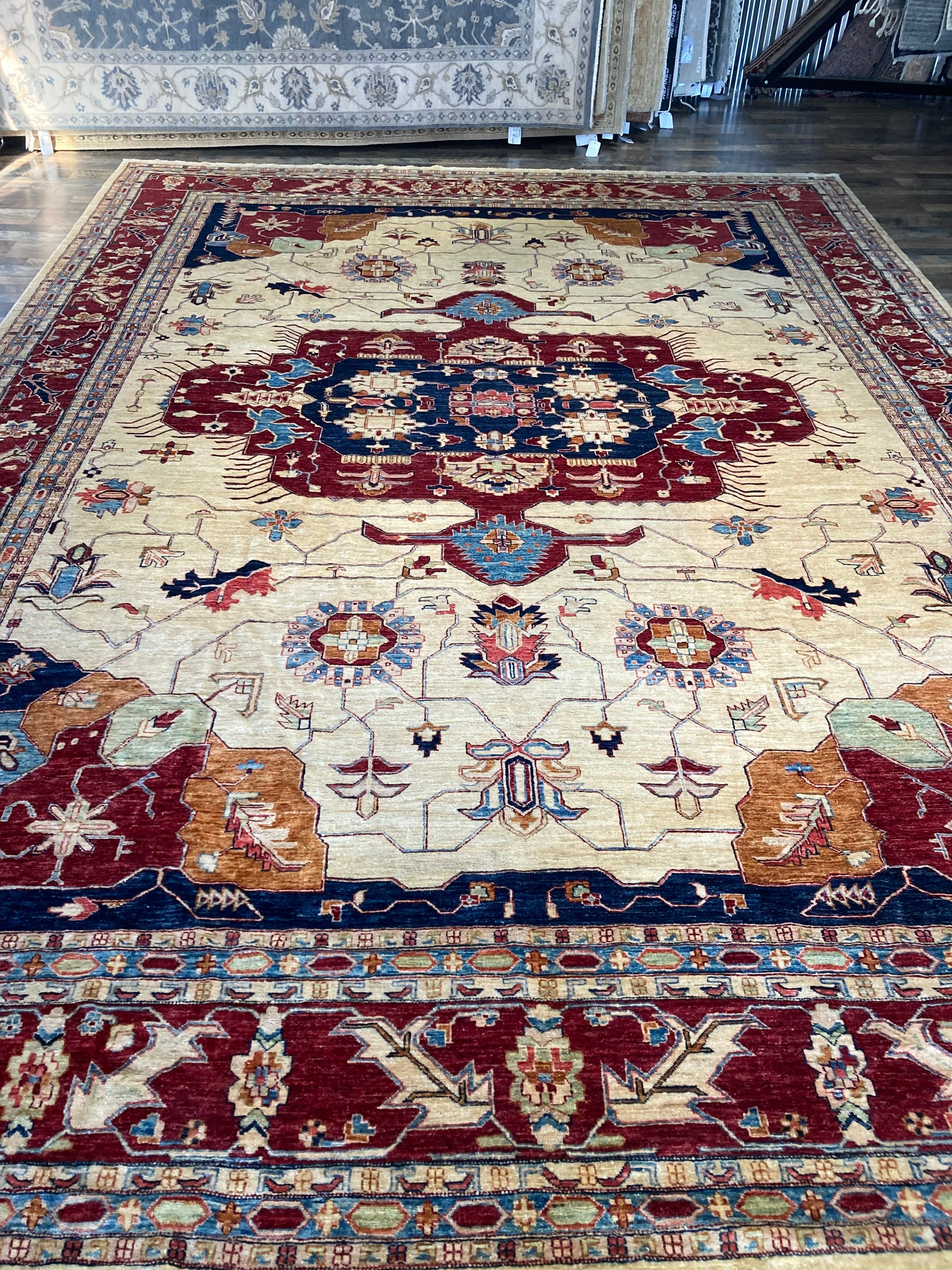 Hand-knotted Pakistan Rug (12'3" x 16'9") handmade area rug refined carpet rugs orange county rug store rug company carpet store online refinedarearugs.com pakistan rug oversized rug traditional area rug beige and red