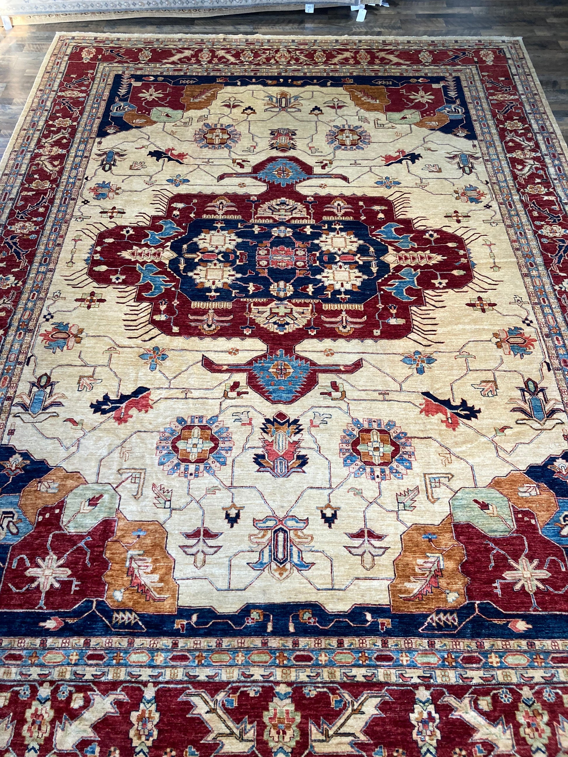 Hand-knotted Pakistan Rug (12'3" x 16'9") handmade area rug refined carpet rugs orange county rug store rug company carpet store online refinedarearugs.com pakistan rug oversized rug traditional area rug beige and red