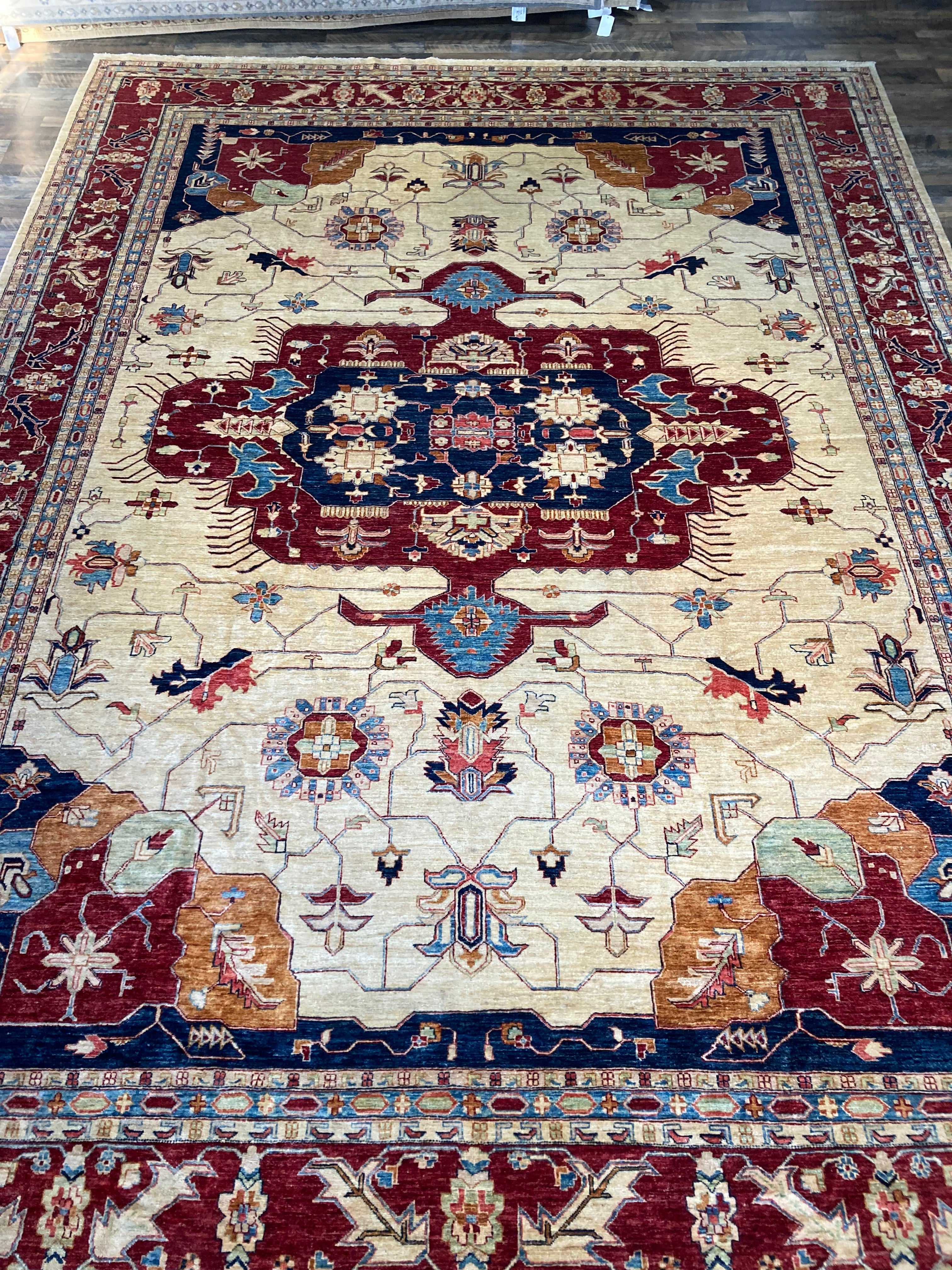 Hand-knotted Pakistan Rug (12'3" x 16'9") handmade area rug refined carpet rugs orange county rug store rug company carpet store online refinedarearugs.com pakistan rug oversized rug traditional area rug beige and red