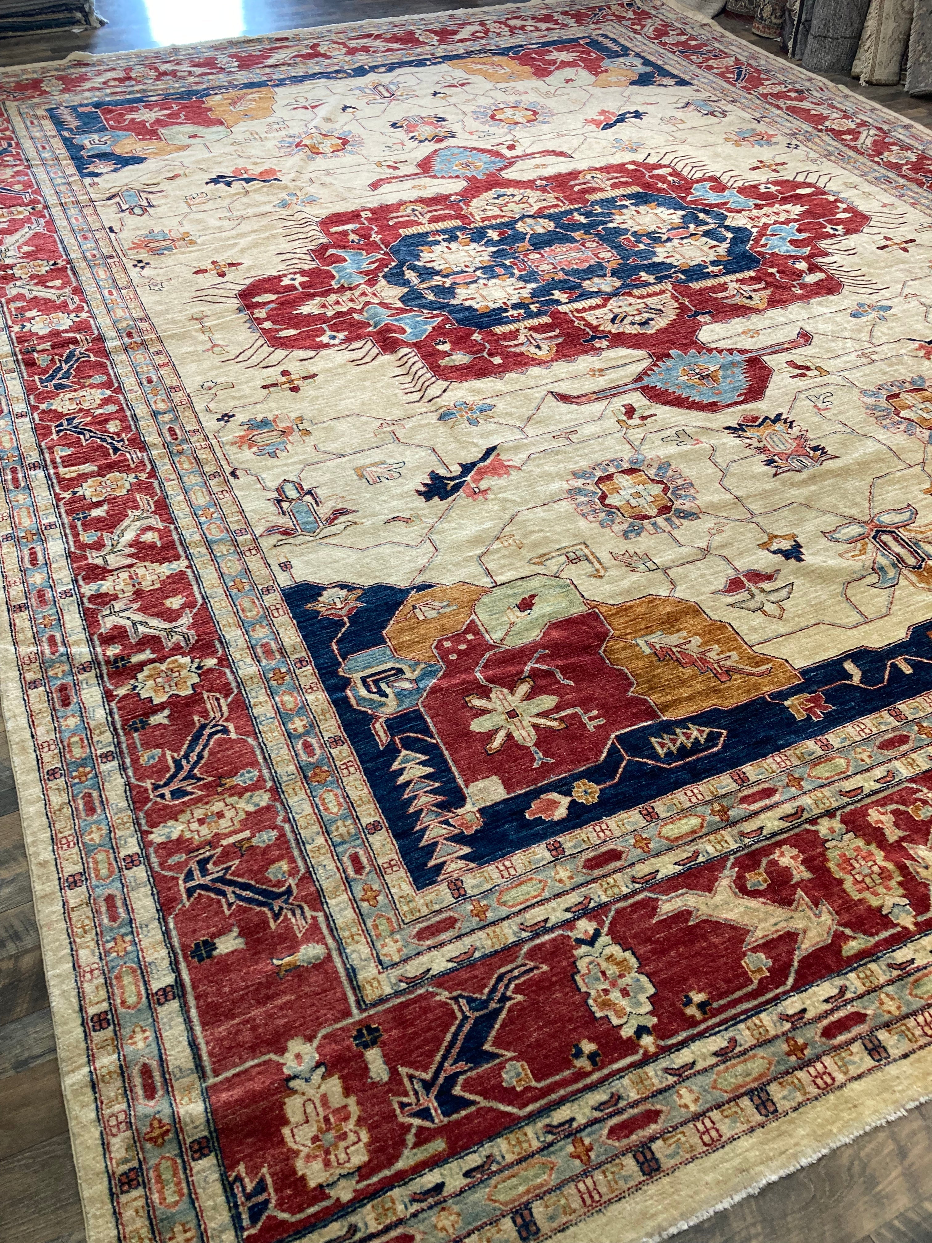 Hand-knotted Pakistan Rug (12'3" x 16'9") handmade area rug refined carpet rugs orange county rug store rug company carpet store online refinedarearugs.com pakistan rug oversized rug traditional area rug beige and red