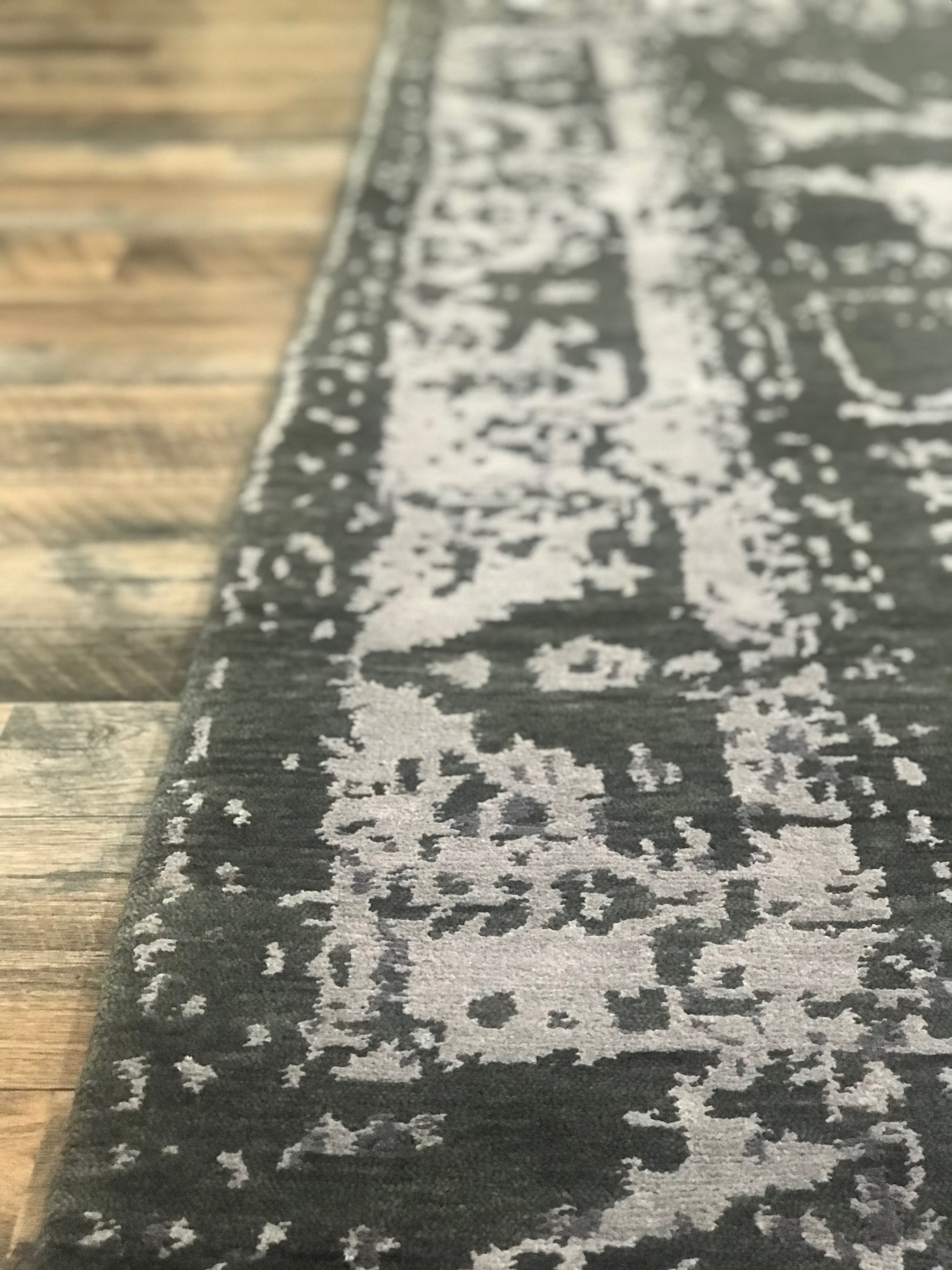 Elegance Collection (EL-2) Moss charcoal transitional area rug arte restoration hardware