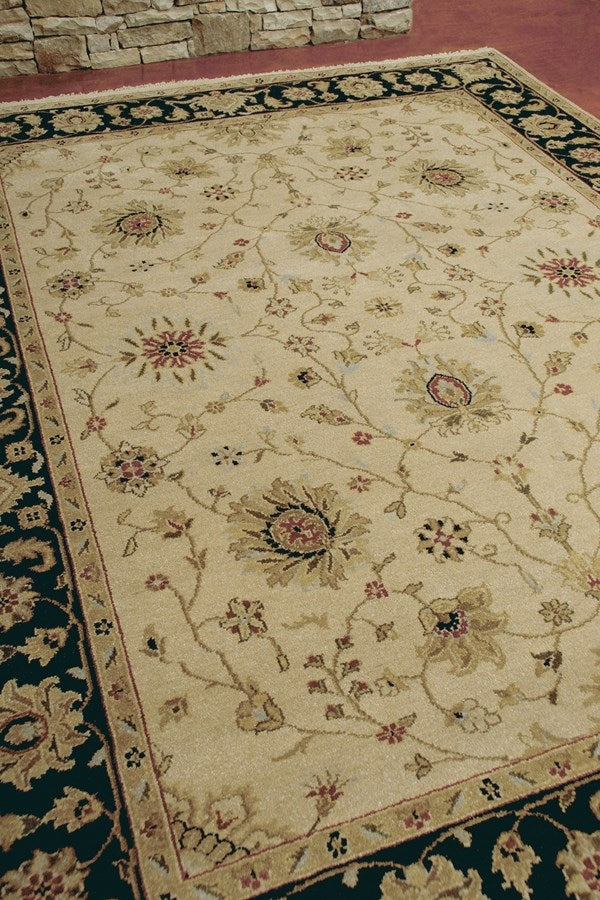 oasis collection handmade hand-knotted indian area rug beige and black online rug store
